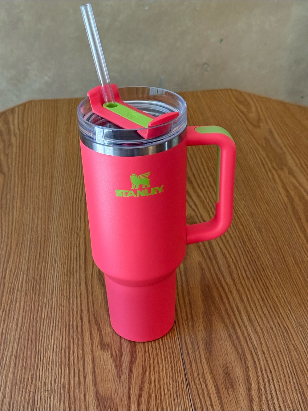 Stanley Coral Pink Travel Bottle with Lime logo 40 oz